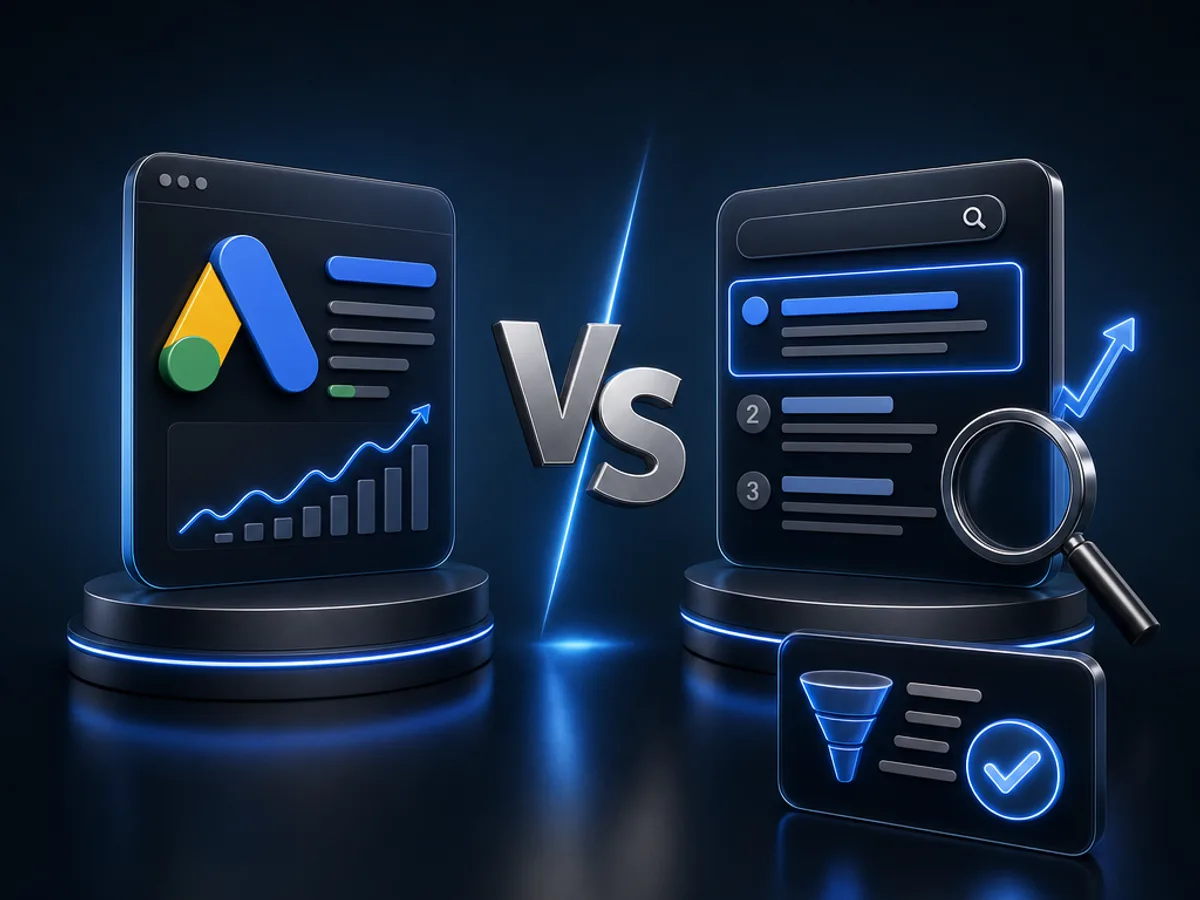 Google Ads vs SEO: Was ist besser für mein Business? – Cover