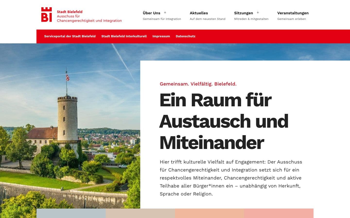 Website Integrationsrat Bielefeld am Desktop