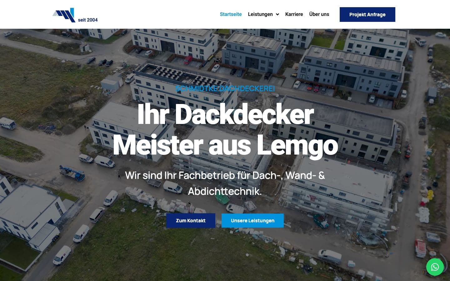Website Schmidtke Dachdecker am Desktop