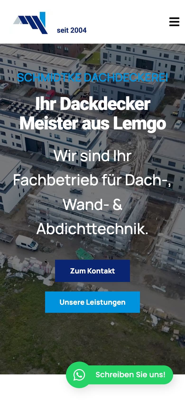 Website Schmidtke Dachdecker auf dem Smartphone