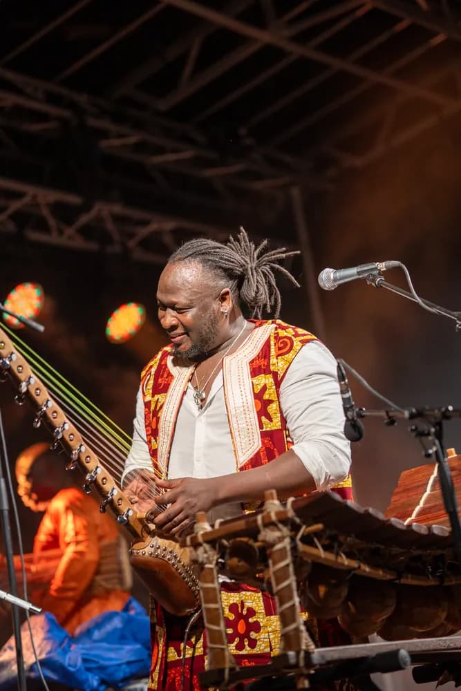 Musiker mit Kora auf der Bühne