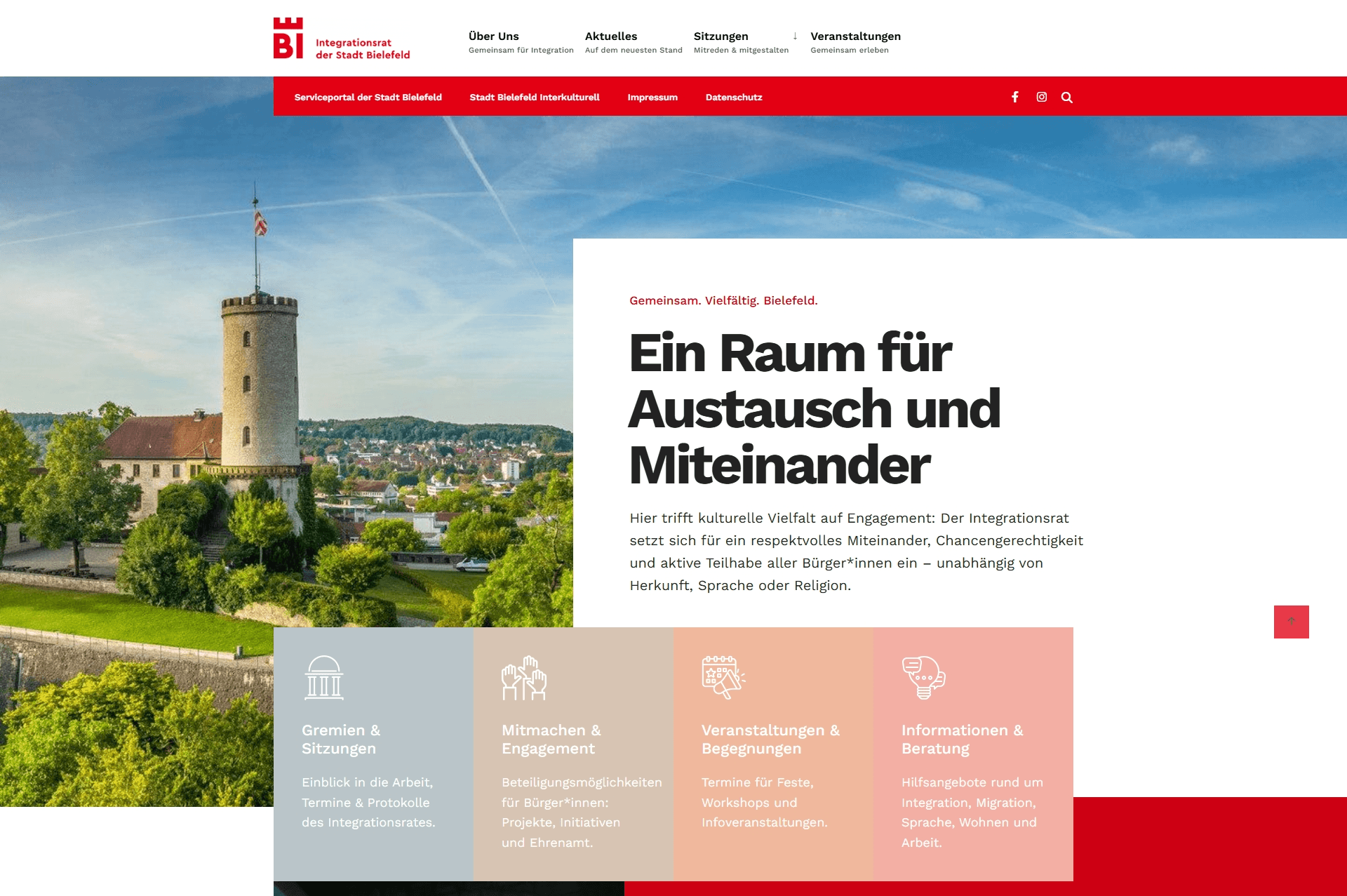 Integrationsrat Bielefeld — neuer Web-Auftritt nachher