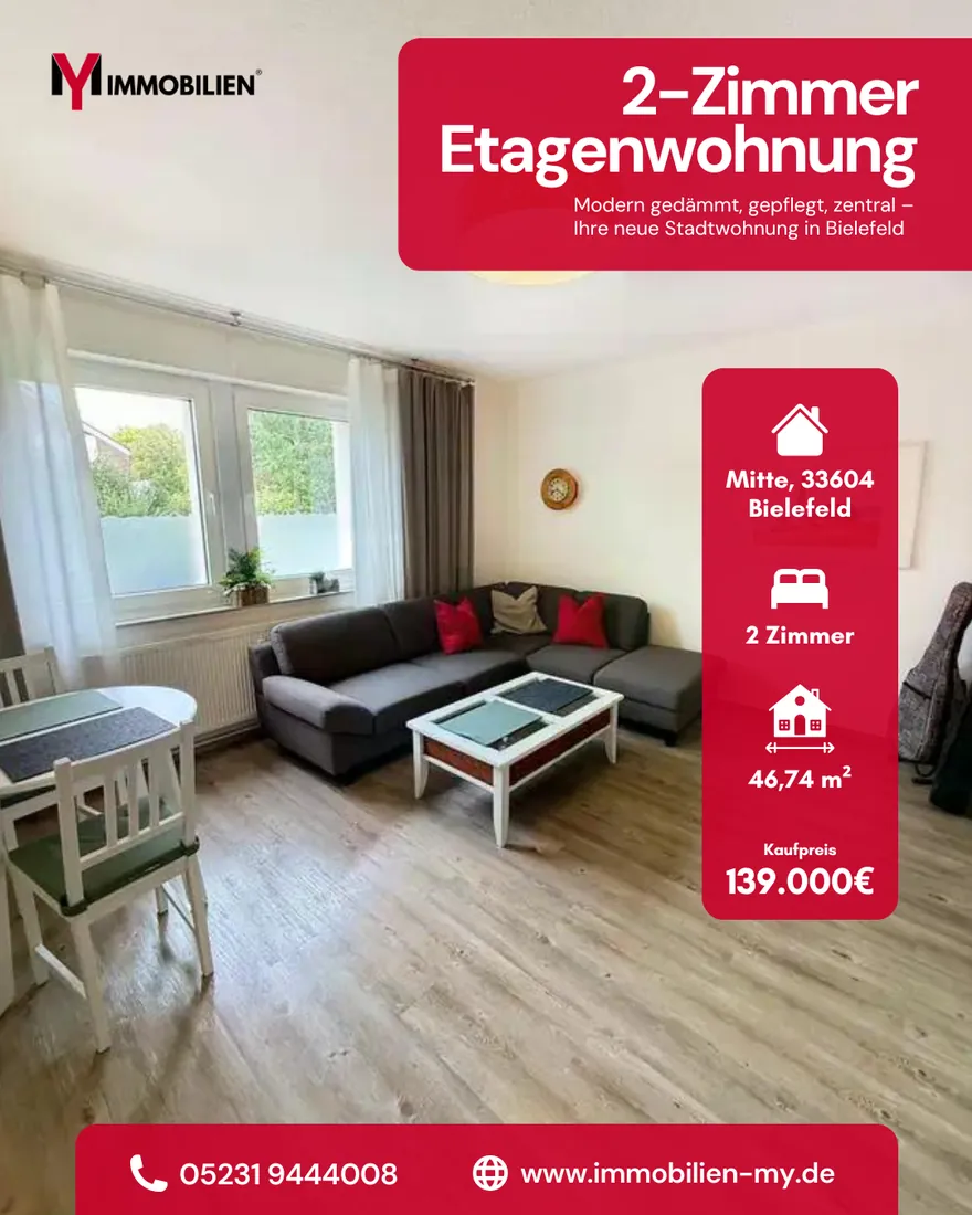 Instagram-Beitrag: 2-Zimmer-Etagenwohnung in Bielefeld-Mitte